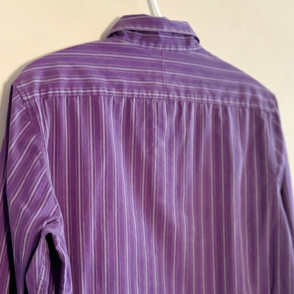 Vintage DKNY Two-Tone Purple Pinstripe Dress Shirt – Size Small, 15" Neck EUC - Picture 9 of 11